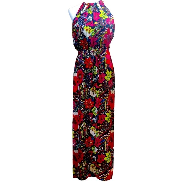 NWT Laundry by Shelli Segal Floral Multi-Color Halter Maxi Dress Women Size 6 - Picture 1 of 17